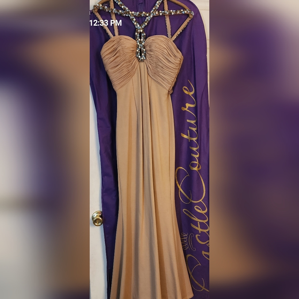 Elegant Tan Evening Gown